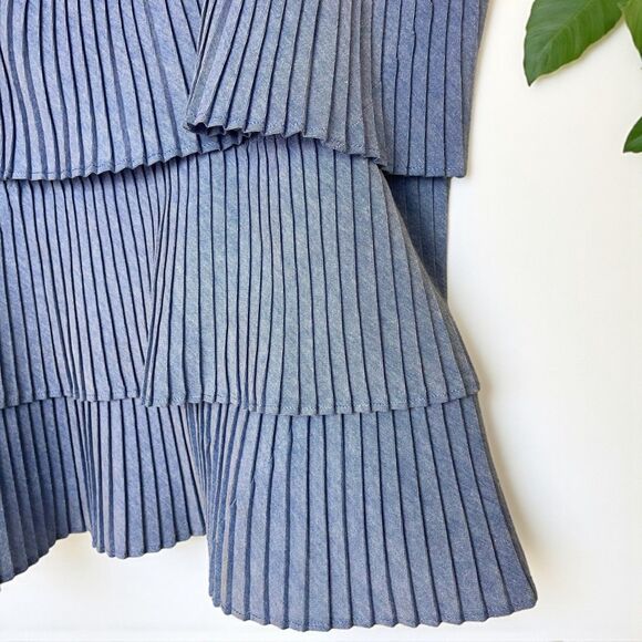 J. Crew Pleated Tiered Ruffle Tank Top/Cami in Chambray Blue - Picture 6 of 10